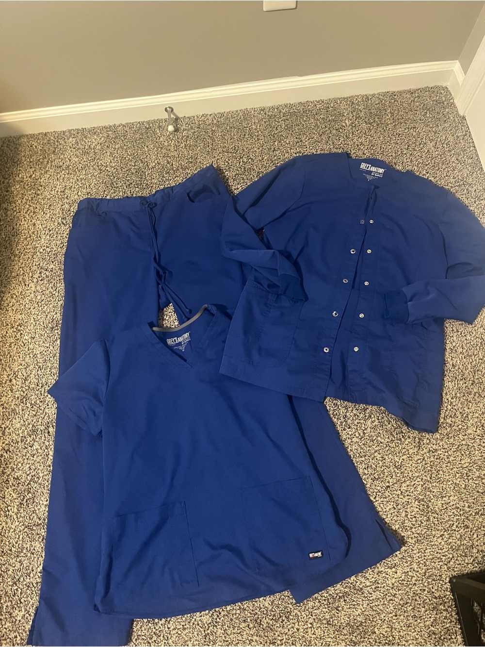 Grey’s Anatomy 3 piece scrub set galaxy blue